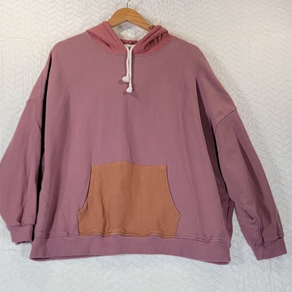 Pink and Tan Hoodie with Front Pocket